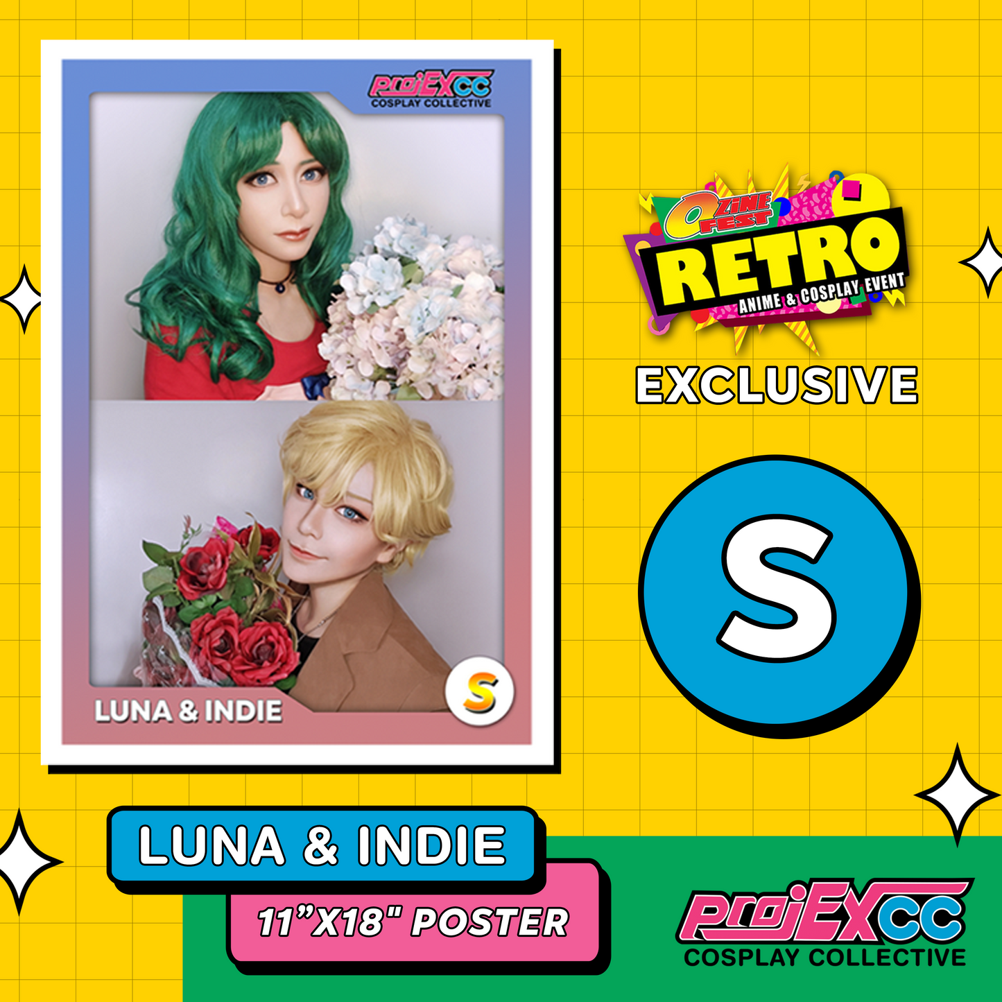 Luna & Indie Neptune & Uranus 11x18" S Gacha Poster - Ozine Fest Retro Anime & Cosplay Event Exclusive