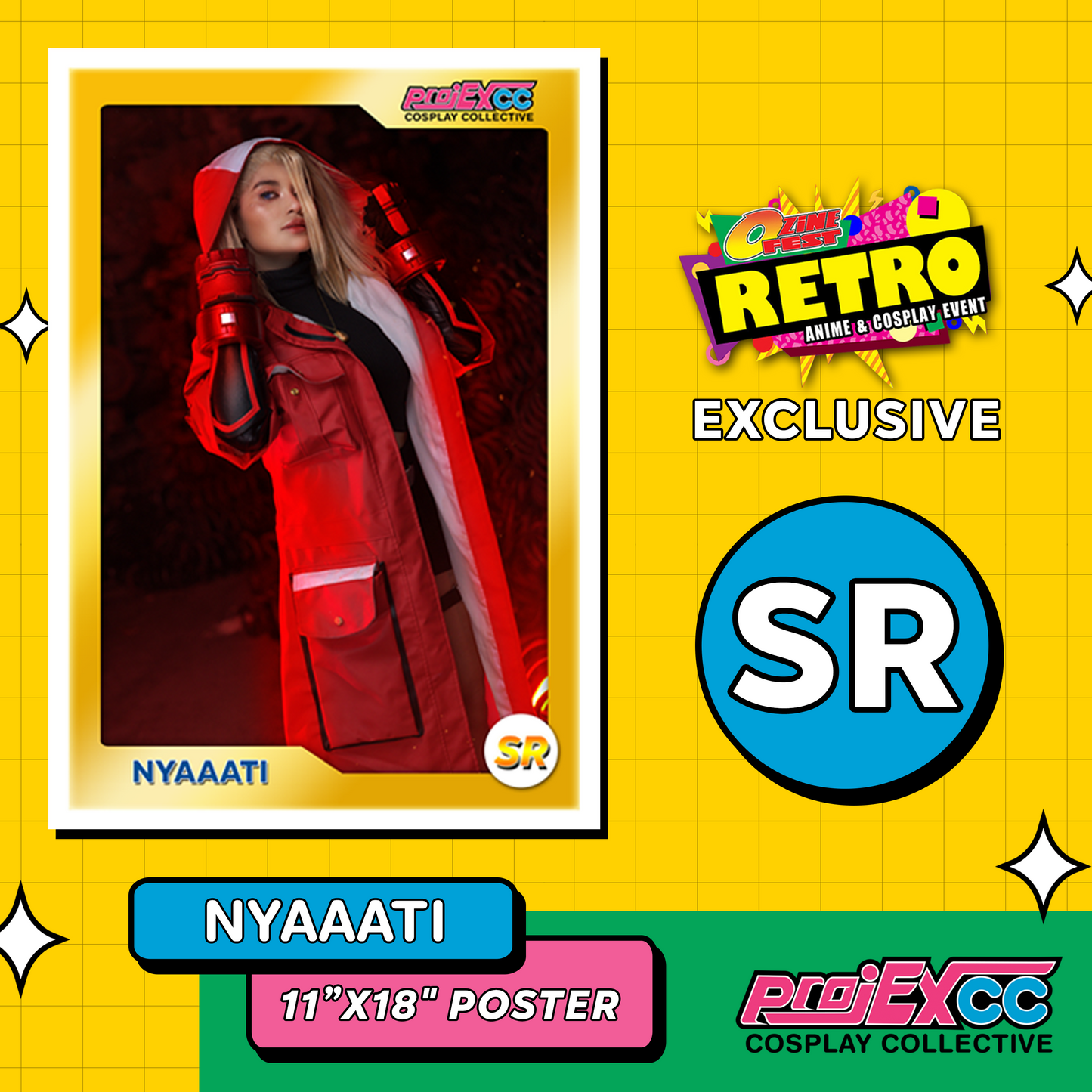 Nyaaati Cammy 11x18" SR Gacha Poster - Ozine Fest Retro Anime & Cosplay Event Exclusive